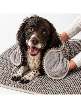 Ultra Soft 2-in-1 Dog Towel & Bath Mat - Quick-Drying, Absorbent, Non-Slip